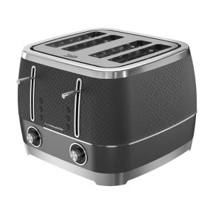 Beko Cosmopolis Retro 4 Slice Toaster Extra Wide Slot Defrost Reheat And Cancel Functions 2000W – Granite Grey
