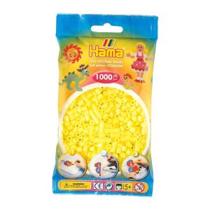 Hama 1000 Midi Beads In Bag Cylindrical Plastic – Pastel Yellow