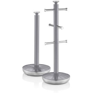 Swan Retro Towel Pole And Mug Tree Set Chrome Stainless Steel – Grey