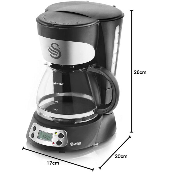 Swan Programmable Coffee Maker 700W 0.75 Litre Capacity - Black - Image 2