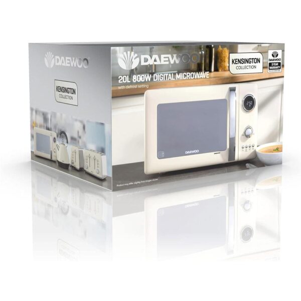 Daewoo Kensington Digital Microwave With 5 Power Settings 800W 20 Liters - Cream - Image 8