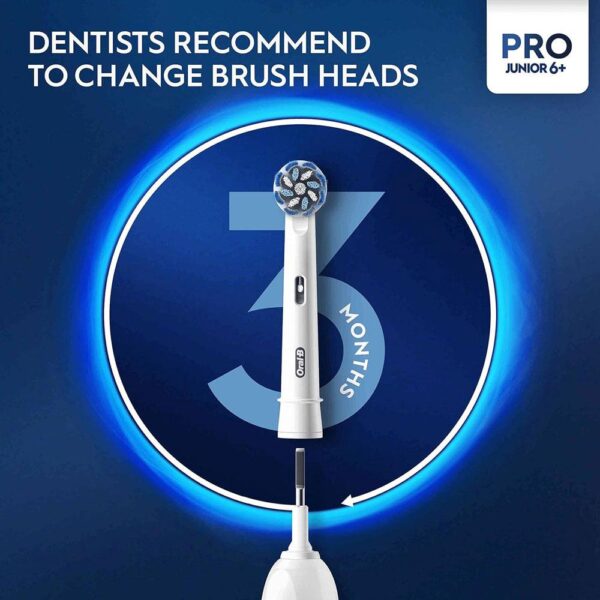 Oral-B Pro Junior Kids Electric Toothbrush 3 Modes With Kid-Friendly Sensitive Mode Ages 6+ - Purple - Image 6