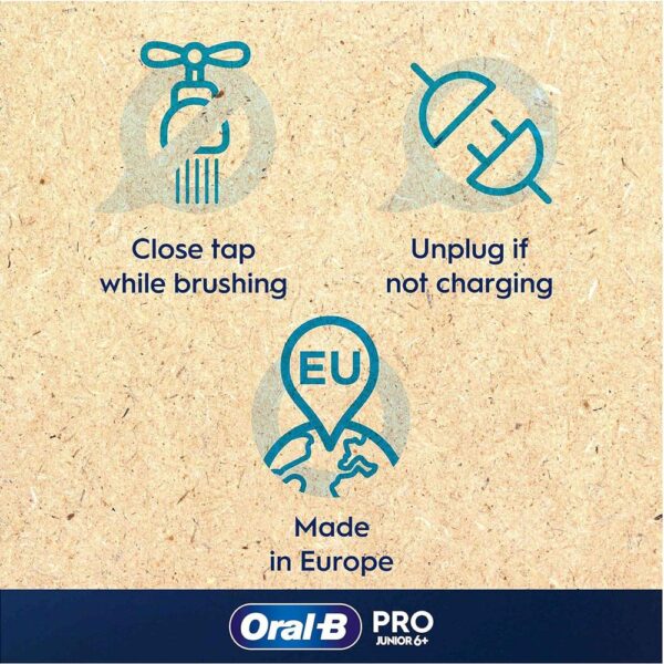 Oral-B Pro Junior Kids Electric Toothbrush 3 Modes With Kid-Friendly Sensitive Mode Ages 6+ - Purple - Image 8