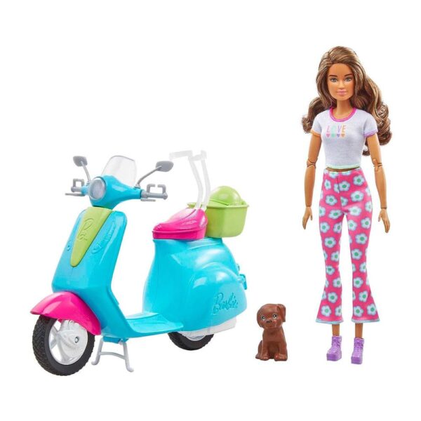 Barbie Fashionistas Holiday Fun Doll Scooter Puppy Figure And Accessories - Multicolour - Image 2