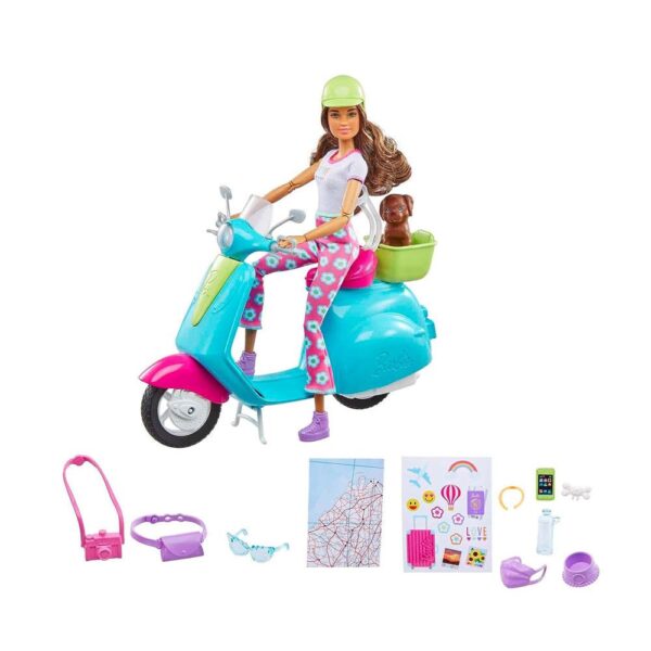 Barbie Fashionistas Holiday Fun Doll Scooter Puppy Figure And Accessories - Multicolour - Image 4