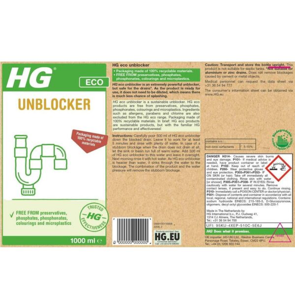 HG ECO Drain Unblocker -1000ml - Image 2