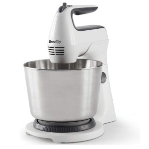 Breville Classic Combo Hand And Stand Mixer 3.7 Litre Stainless Steel Bowl With Whisk Dough Hooks Beaters 250W – White