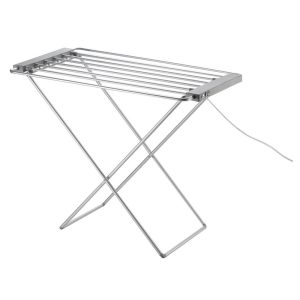 Daewoo Heated Clothes Airer Foldable 120W 10KG Load Energy Efficient Drying Rack – Silver