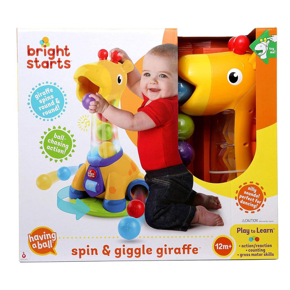 Bright Starts Spin And Giggle Giraffe Ball Popper Musical Activity Toy