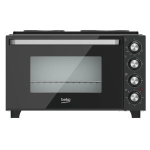 Beko Mini Conventional Oven With Grill Hot Plate Drop Down Door 1500W 30 Litres – Black