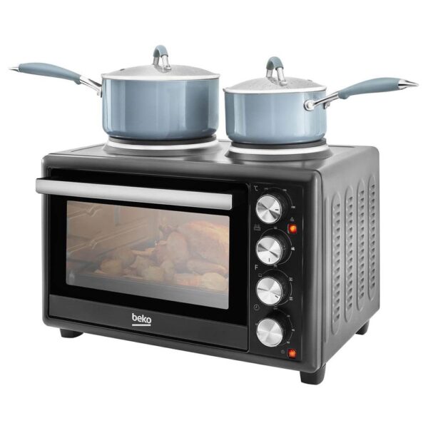 Beko Mini Conventional Oven With Grill Hot Plate Drop Down Door 1500W 30 Litres - Black - Image 4