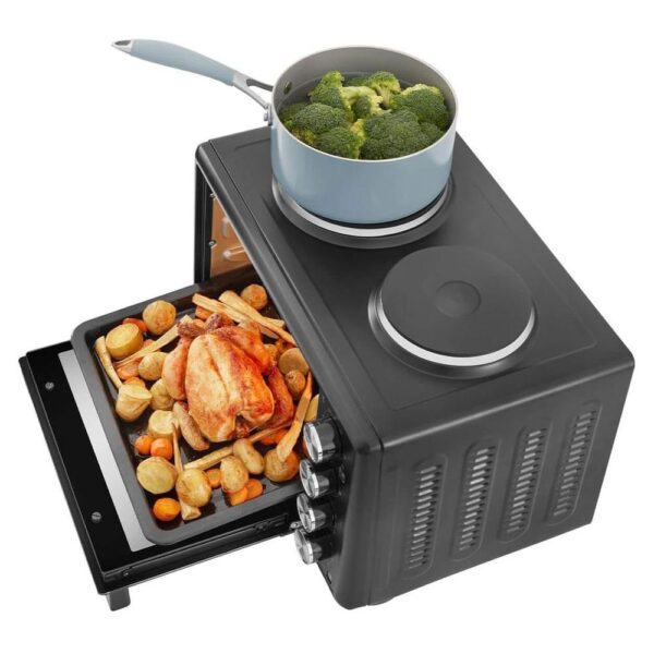 Beko Mini Conventional Oven With Grill Hot Plate Drop Down Door 1500W 30 Litres - Black - Image 5