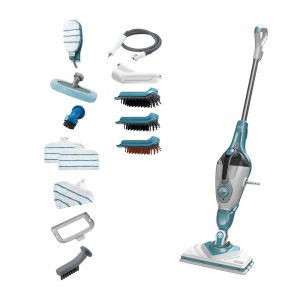 Black & Decker 2 In1 Electric Steam Mop With Delta Head SteaMitt And 15 Accessories 1600W – White And Blue