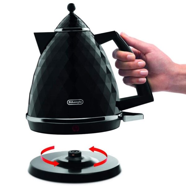 Delonghi Brillante Electric Kettle Stainless Steel Plastic 3000 W 1.7 Litre - Black - Image 3