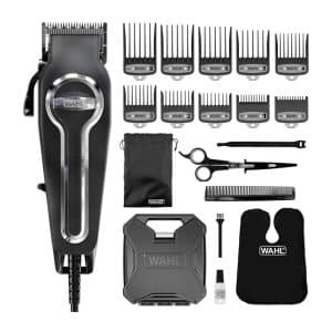 Wahl Elite Pro Hair Clipper Kit Home Hair Cutting 10 Premium Cutting Combs Attachments And Storage Case – Black/Silver