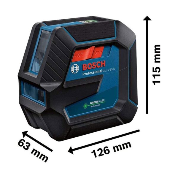 Bosch GLL 2-15 G + LB 10 Professional Green Beam Line Laser 4X AA Battery Target Plate And Pouch  Cardboard Box - Black - Image 5