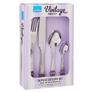 Amefa Vintage Kings Cutlery Set For Up To 6 People Polished Stainless Steel – 24 Piece