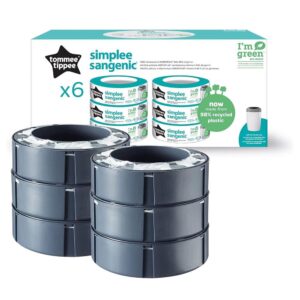 Tommee Tippee Simplee Sangenic Nappy Bin Refills Sustainably Sourced Antibacterial GREENFILM – Pack of 6