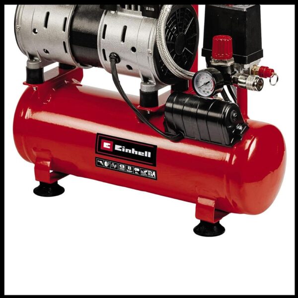 Einhell TE-AC 110/6 Silent Plus Air Compressor 550W 8 Bar 116 PSI 240V - Red - Image 5