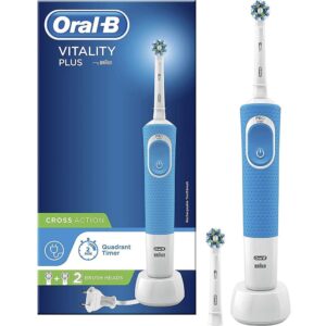 Oral-B Pro Vitality Cross Action Electric Toothbrush 2D Cleaning 1 Handle 2 Brush Heads – Blue