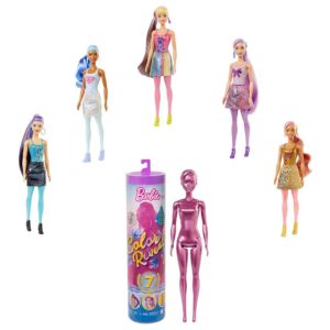 Barbie Colour Reveal Shimmer Purple Tube Surprise Doll With 7 Surprises In 1 Package – Pink