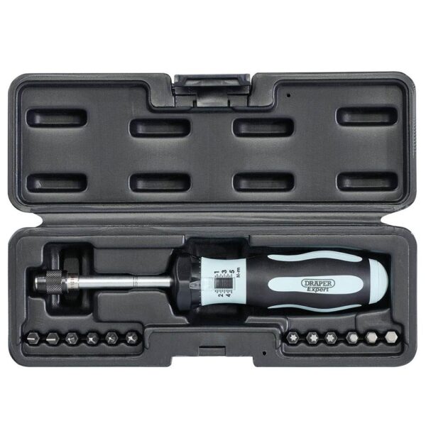 Draper Expert Torque Screwdriver Kit 1 - 5Nm 1/4 Inch Square Drive Hex Wrench Hand - Multicolour - Image 2