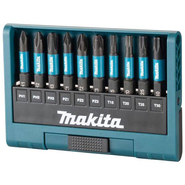 Makita Impact Black Screwdriver Bit Set Pozi 50mm With Magnetic Bit Holder - 10 Piece - Image 2