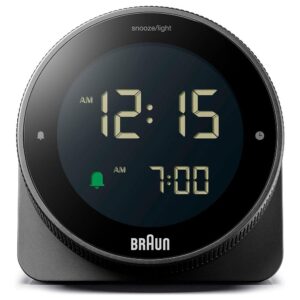 Braun Digital Alarm Clock With Rotating Bezel For Quick Time Setting – Black