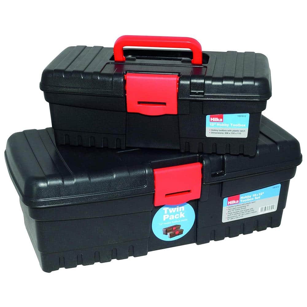 Hilka Hobby Tool Box 16 Inch And 12 Inch Twin Pack Set – Black – BuysBest