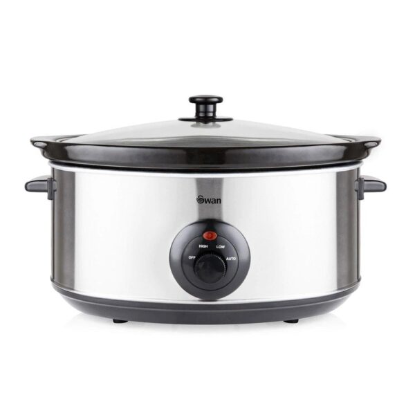 Swan Stainless Steel Slow Cooker 320 W 6.5 Litre - Silver - Image 2