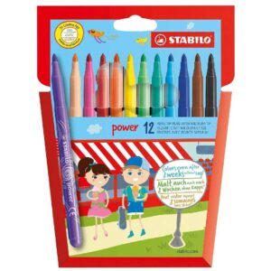 Stabilo Power Medium Fibre-Tip Pen Set of 12 – Assorted Colours