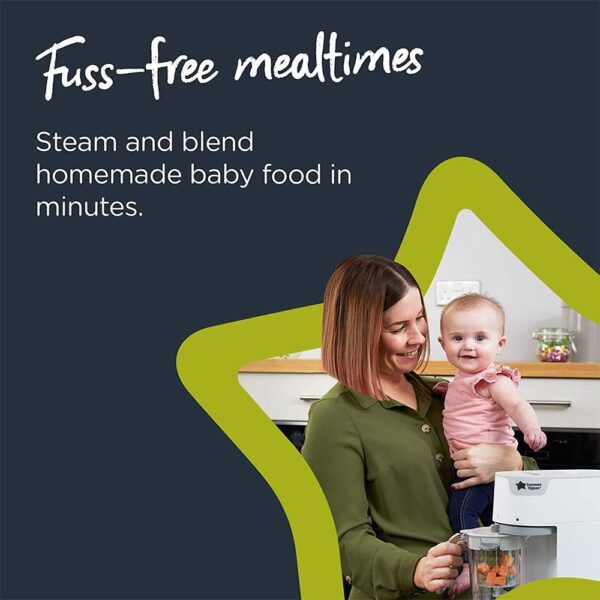 Tommee Tippee Quick Cook Baby Food Steamer And Blender - Black - Image 3