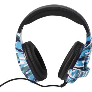 Vybe Camo Wired Gaming Headset With LED Lights – Marine Blue
