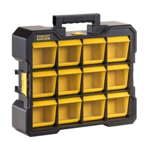Stanley FatMax Flip Bin Deep Pro Organiser 12 Removable Compartments – Black/Yellow
