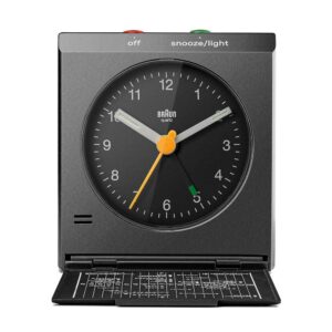 Braun Vitange Travel Analogue Alarm Clock With Snooze And Light – Black