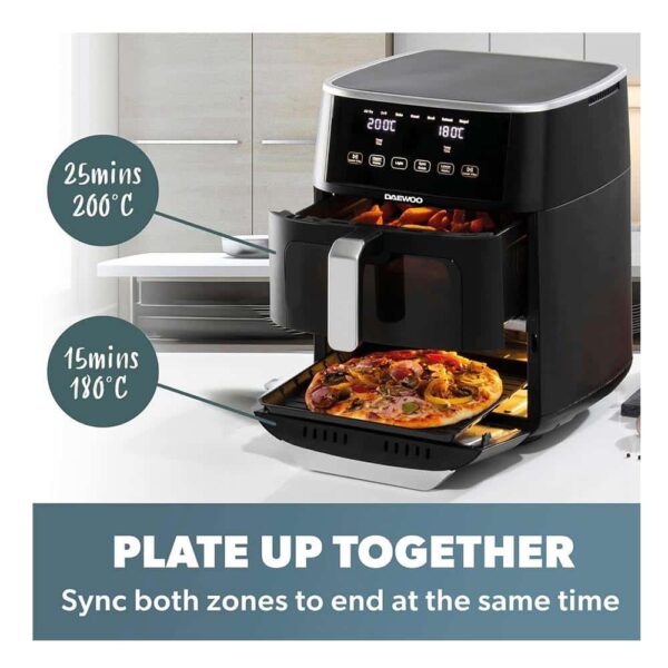 Daewoo Actuate Range Space Saving Split Drawer Air Fryer 1700W 11 Litres - Black - Image 3