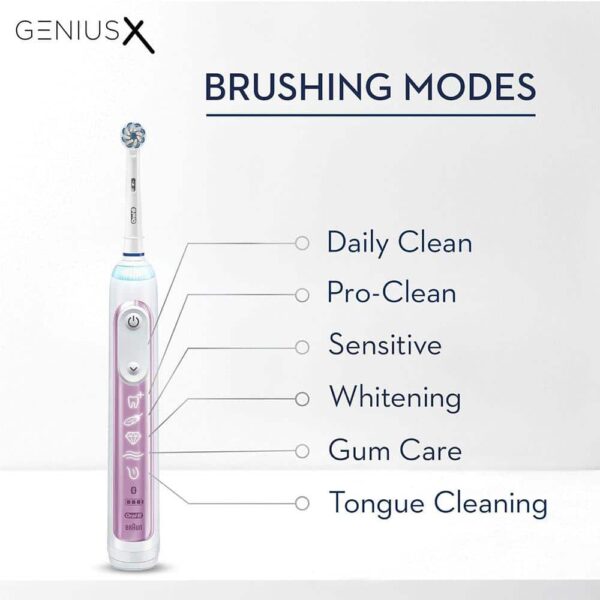 Oral-B Genius X Electric Toothbrush With Artificial Intelligence 1 Toothbrush Head And Travel Case - Blush Pink - Image 2