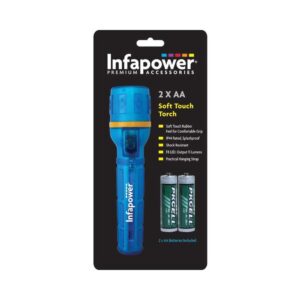 Infapower Splashproof Soft Touch Rubber Torch 2AA – Blue