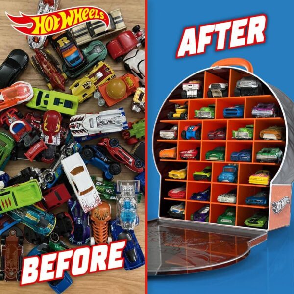 Hot Wheels Wheel Shaped Storage Car Case Carrying Handle Up To 29 Vehicles - Multicolour - Image 4