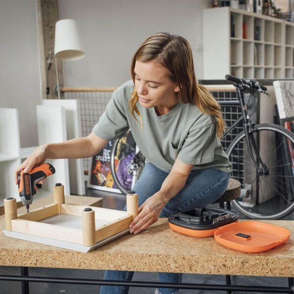 Black & Decker 3.6V Li-ion Cordless Rapid Driver Screwdriver With 2A Charger Storage Case - Orange/Black - Image 6