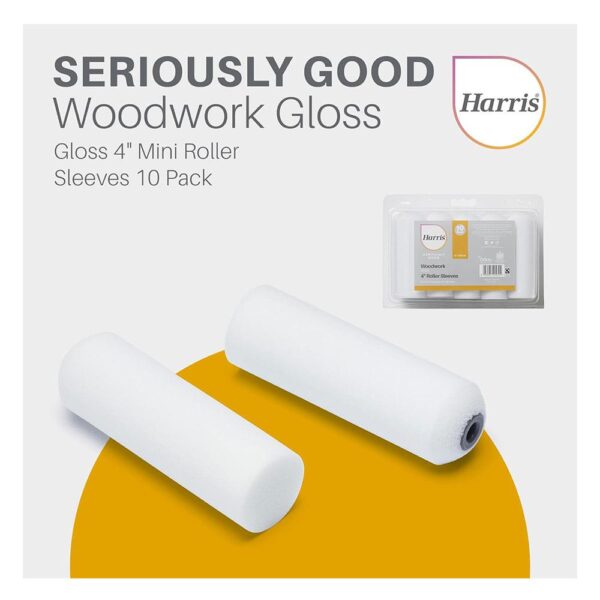 Harris Seriously Good Woodwork Gloss Mini Roller Sleeve 4 Inch 10 Pack - Image 2