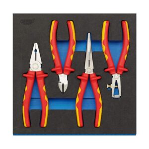 Draper Expert VDE Approved Fully Insulated Plier Set In 1/2 Drawer EVA Insert Tray – 4 Piece
