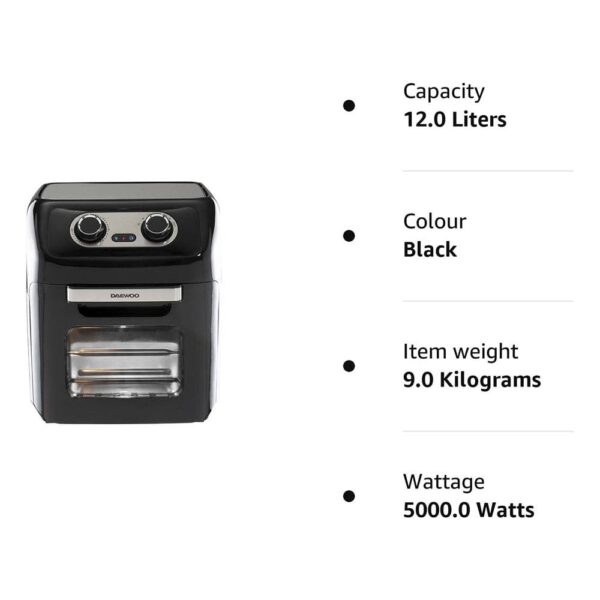 Daewoo Rotisserie Air Fryer Oven With 3 Trays And Stick 12 Litres 5000W - Black - Image 7