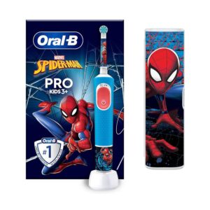 Oral-B Marvel Spiderman Pro Kids Electric Toothbrush 2 Modes With Travel Case Gift Set – Red & Blue