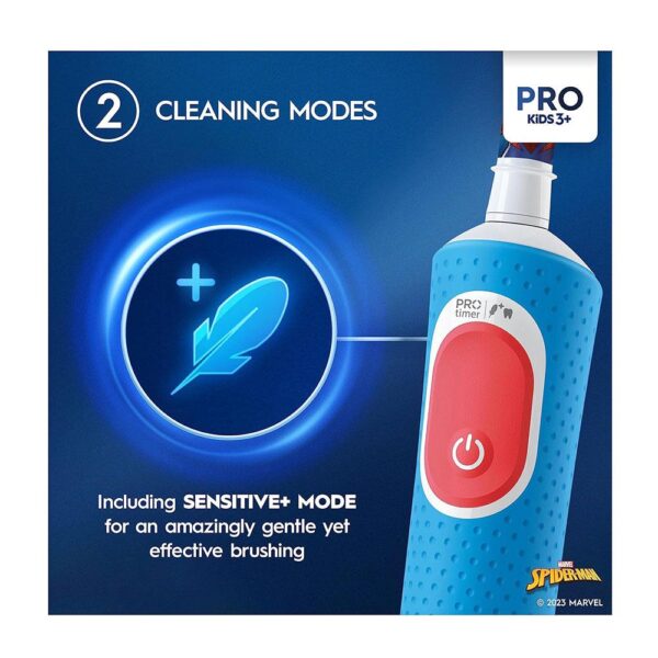 Oral-B Marvel Spiderman Pro Kids Electric Toothbrush 2 Modes With Travel Case Gift Set - Red & Blue D12KIDSPROSPIGIFT - Image 6