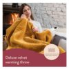Dreamland Hurry Home Deluxe Velvet Herringbone Quilted Heated Warming Throw Blanket 120 x 160 cm - Mustard Yellow - Image 2
