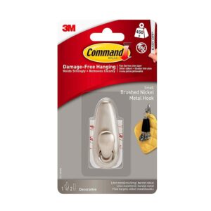 3M Command Metal Hook Forever Classic Small 1 Hook And 2 Strips – Brushed Nickel