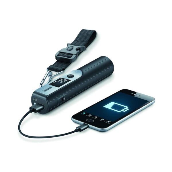 Beurer 3 In 1 Travelmeister Power Bank Charger Luggage Scale & Torch 16cm - Black - Image 2