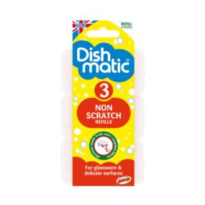 Dishmatic Non-Scratch Washing-Up Sponge Refill Spare Heads 3 Pack – White