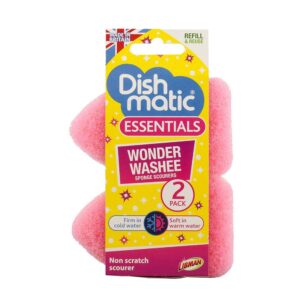 Dishmatic Wonder Washee Refills Non Scratch Sponge Scourers 2 Pack – Multicolour